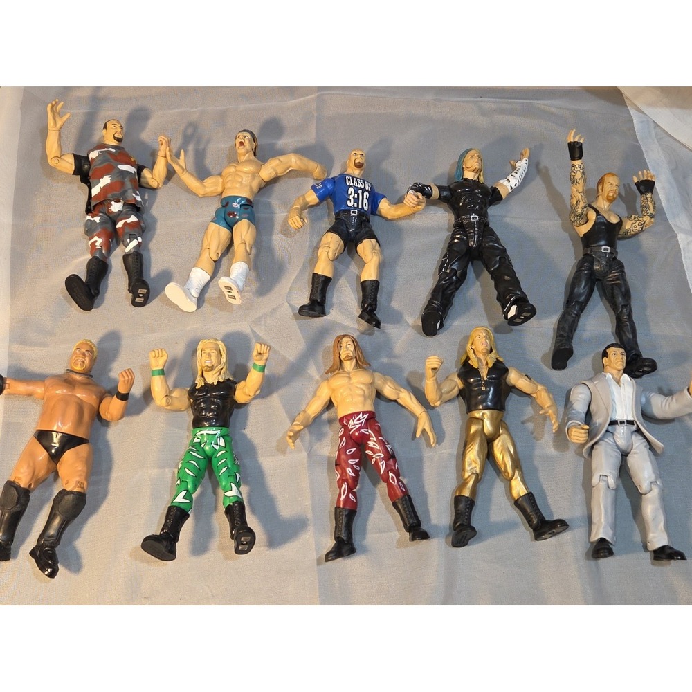 Vtg Jakks Toy Biz Titan Tron Live 10 figures 90s 2000s Ft Undertaker Stone Cold